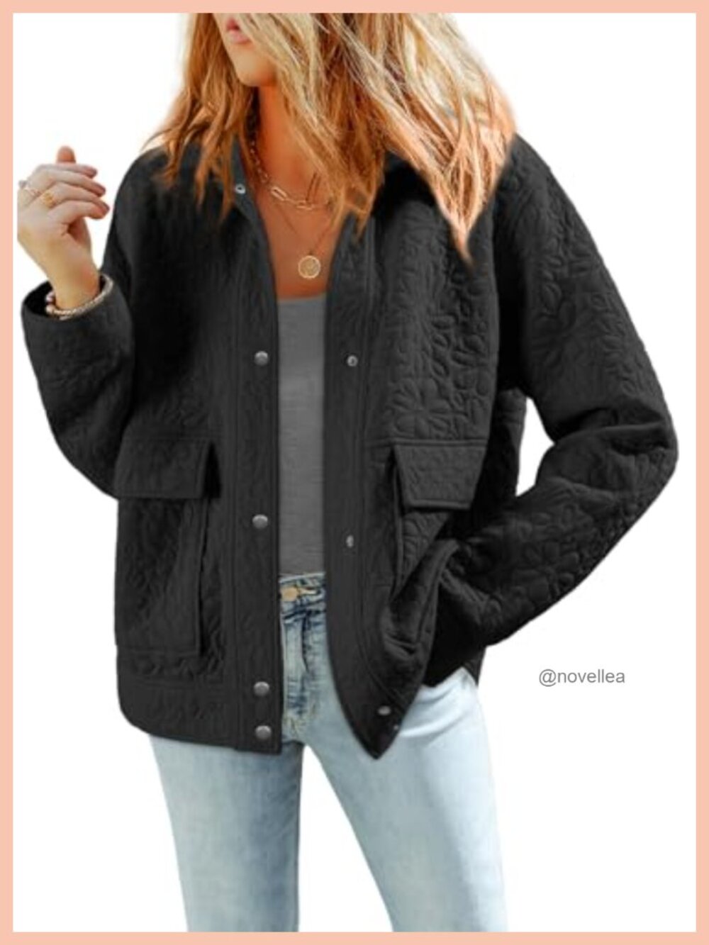 Warm Winter Long Sleeve Jacquard Coat Button Down Loose Fit Casual Jacket